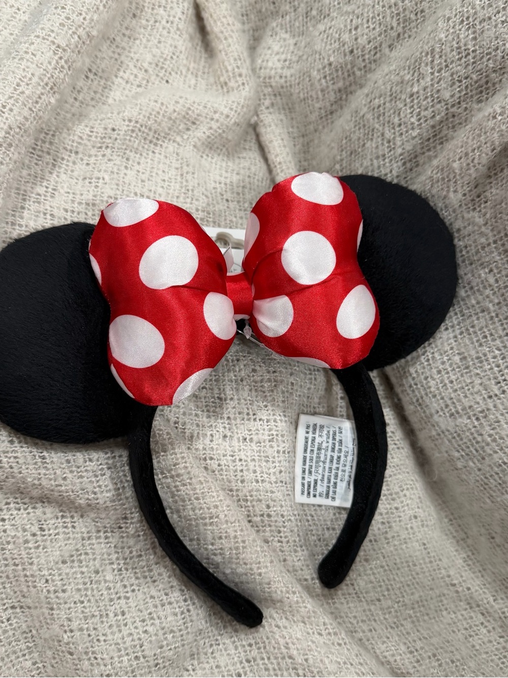 Disney Black Minnie Ear Headband with Red & White Polka Dot Bow